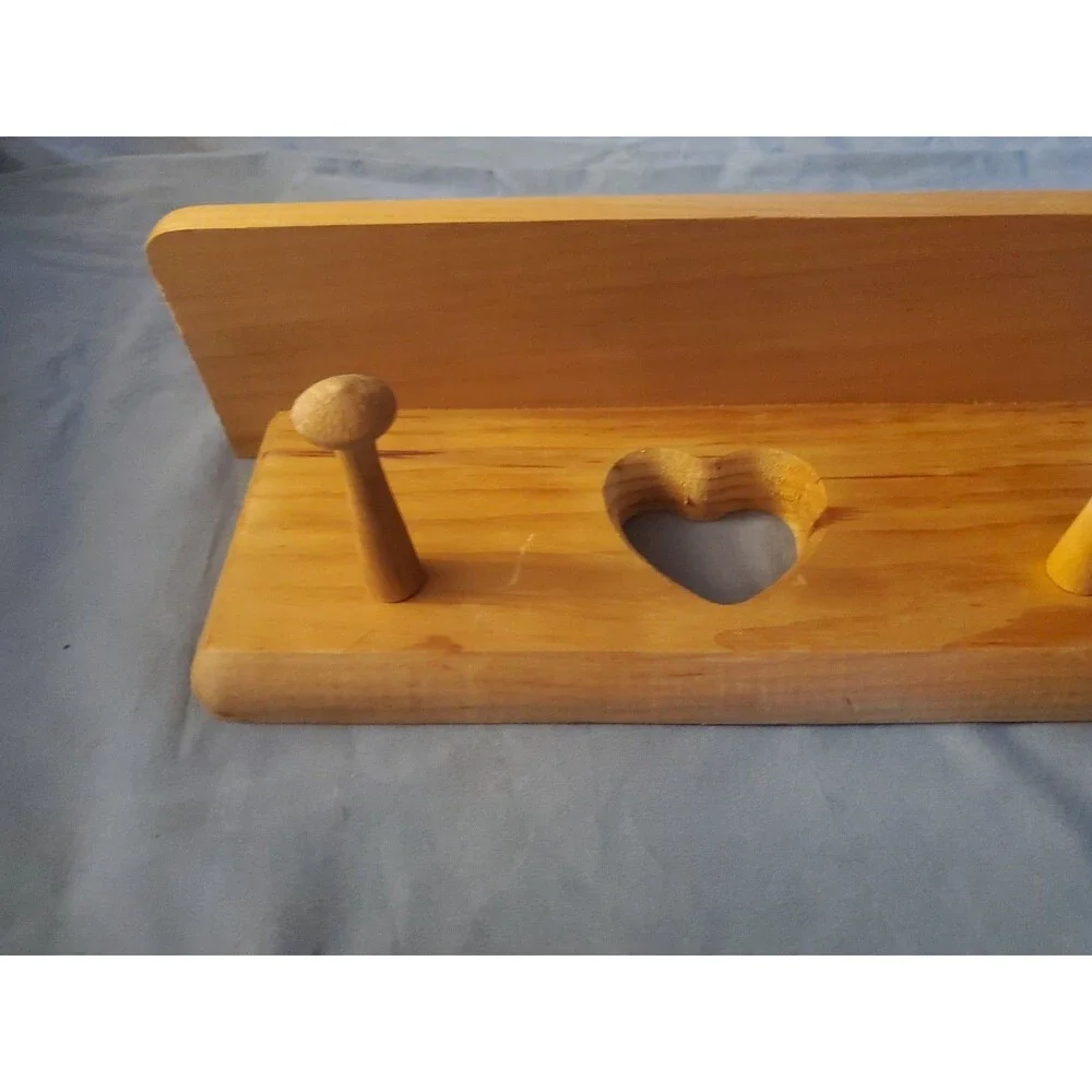 Vintage 10.5 inch Wooden Heart Cutout Shelf with 2 Pegs Cottage Core